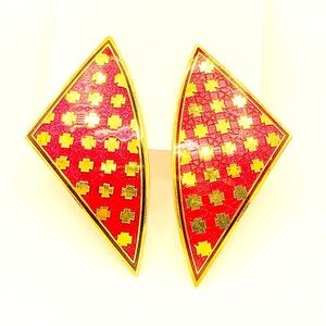 Vintage Signed Enamel Earrings